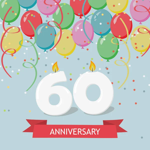 Jahre Glückwunschkarte Mit Kerzen Konfetti Und Luftballon — Stockvektor