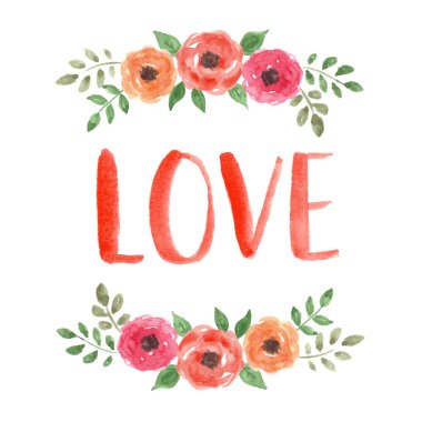 Suluboya çiçek ve yaprakları