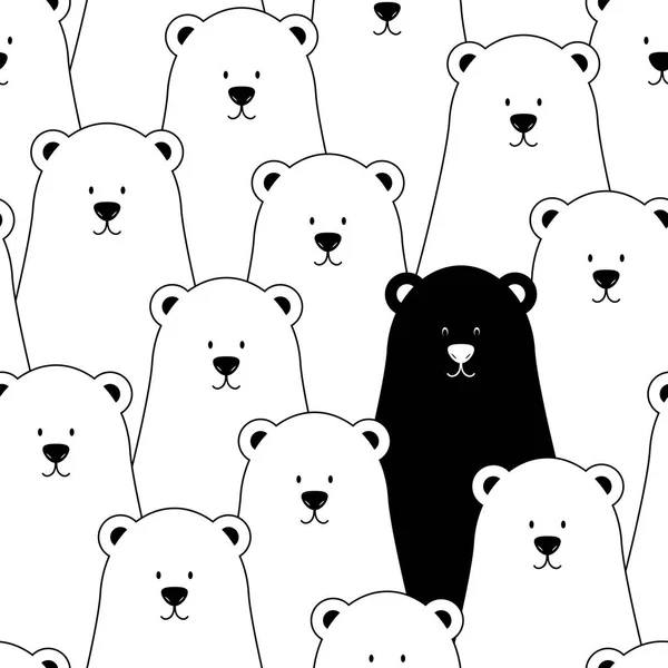 Vector seamless pattern with white and black bears