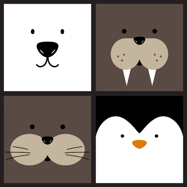 Roztomilý kreslený ledního medvěda, mrož, vydra a tučňák — Stockový vektor
