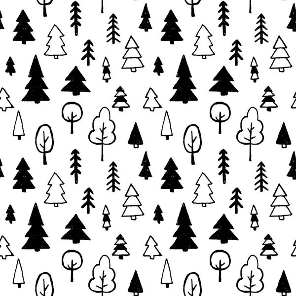 Vector seamless pattern with trees — Stock Vector