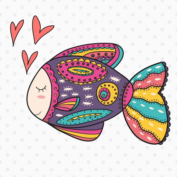 Color lindo ornamental decorativo Los peces se enamoran, vector doodl — Vector de stock
