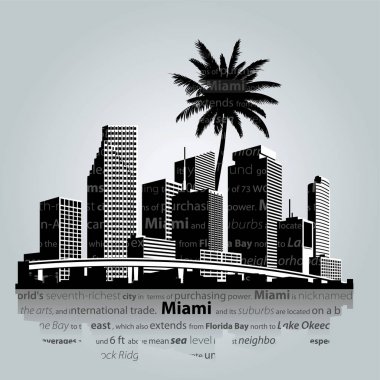 Miami manzarası. Vektör çizim