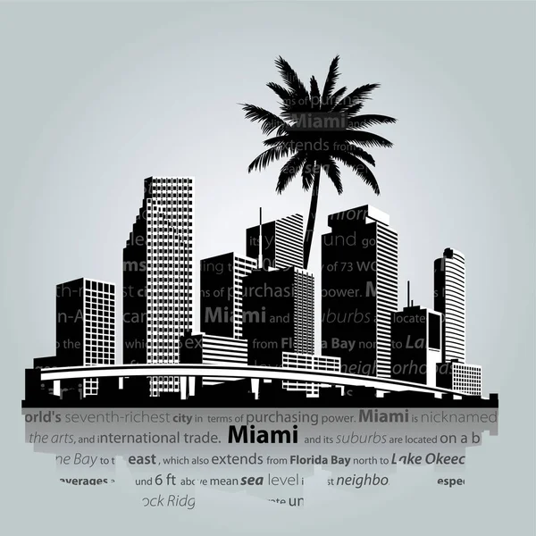 Miami skyline. Vector illustration — Stock Vector