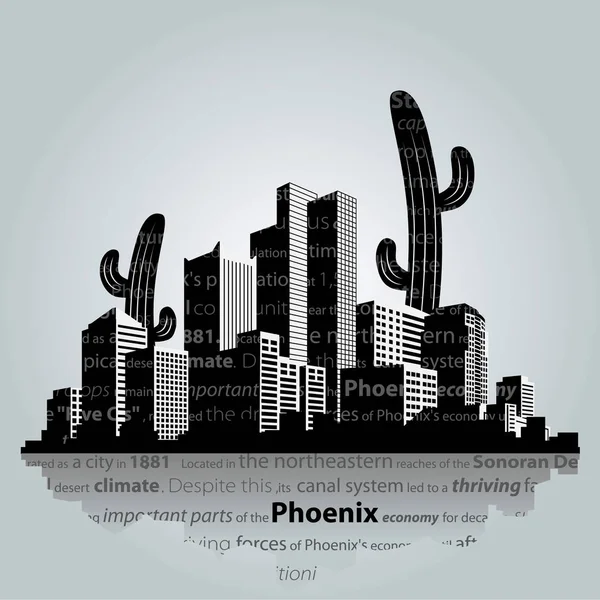 Phoenix paisagem urbana vetorial . —  Vetores de Stock