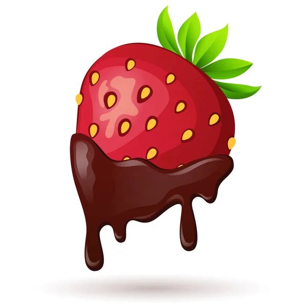 Erdbeere in Schokolade — Stockvektor