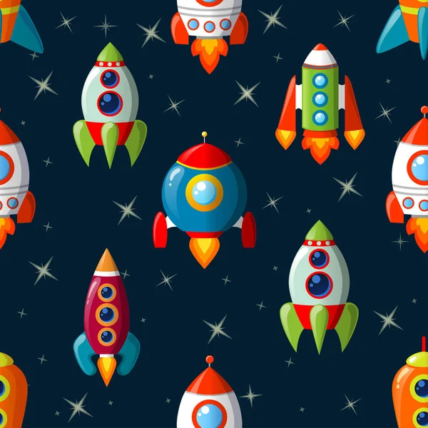 Seamless pattern with spaceship