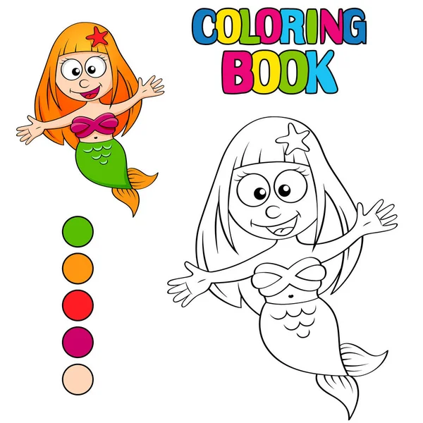 Coloring book with mermaid — Stock Vector