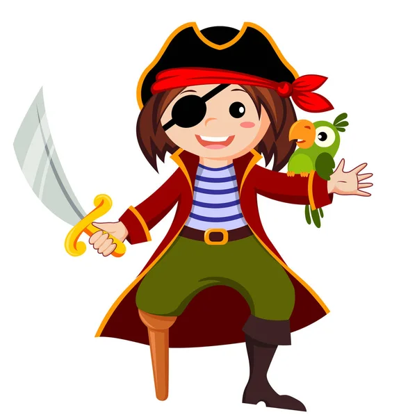 Pirate avec perroquet — Image vectorielle