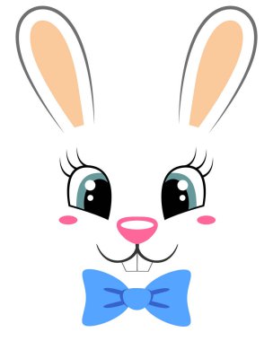 Sevimli tavşan ile kelebek kravat. Tavşan yüzü ile t-shirt için yazdırma