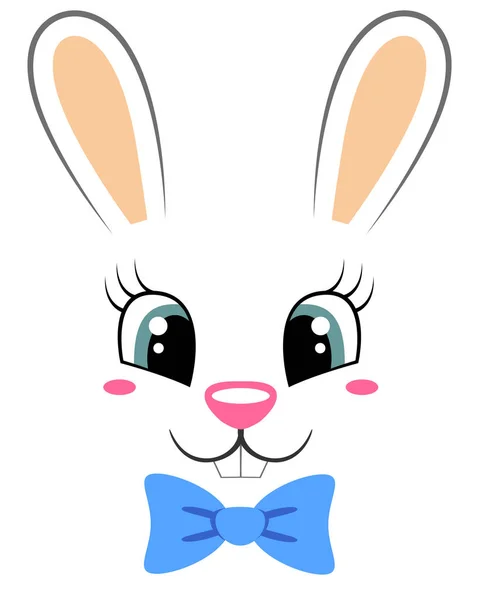 Lindo conejito con corbata de mariposa. Impresión con cara de conejo para camiseta — Archivo Imágenes Vectoriales