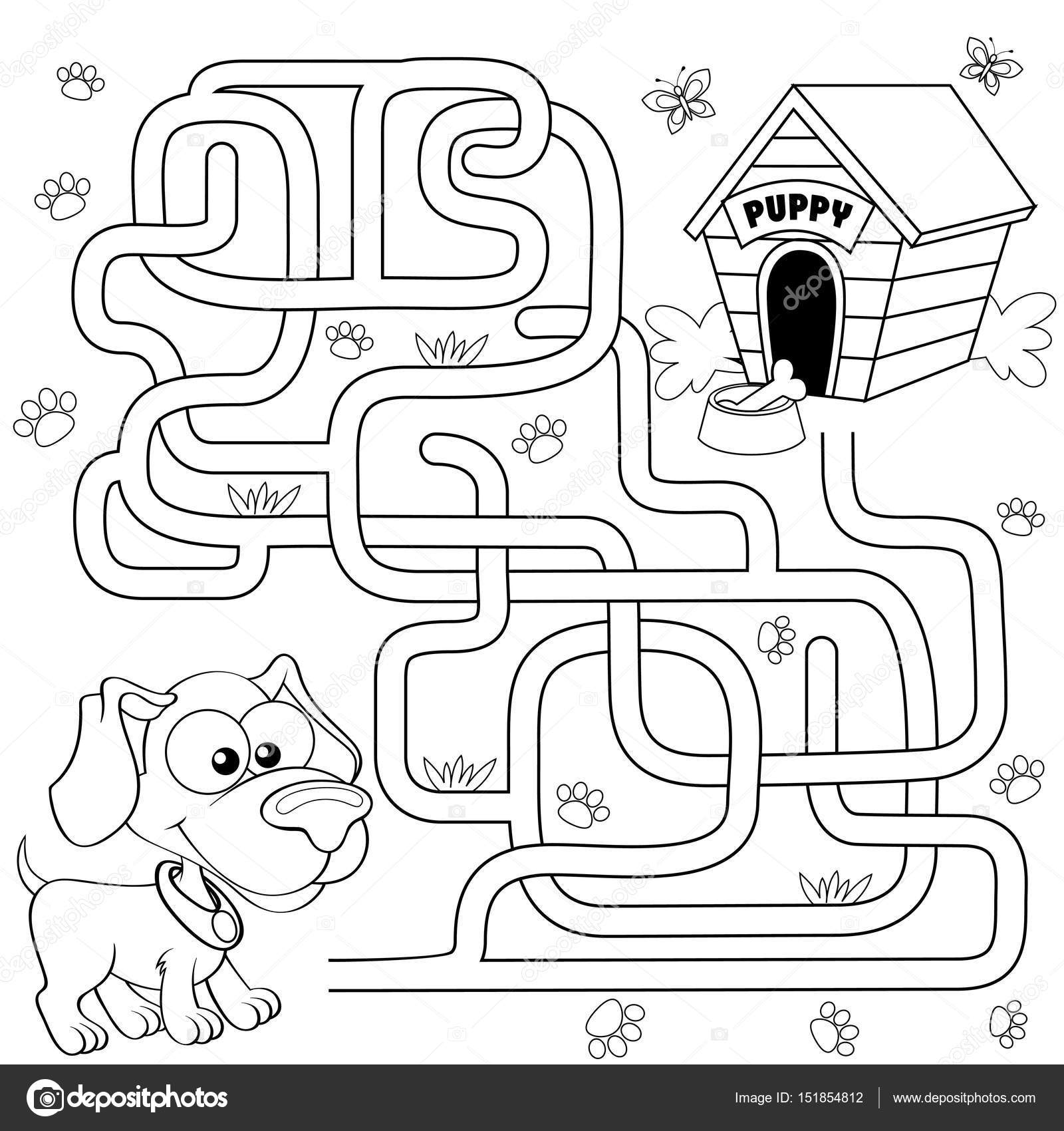 Crianças Labirinto Labirinto Jogo Cães Gatos Filhotes Gatinhos Jogo  Tabuleiro imagem vetorial de buchan© 528060272