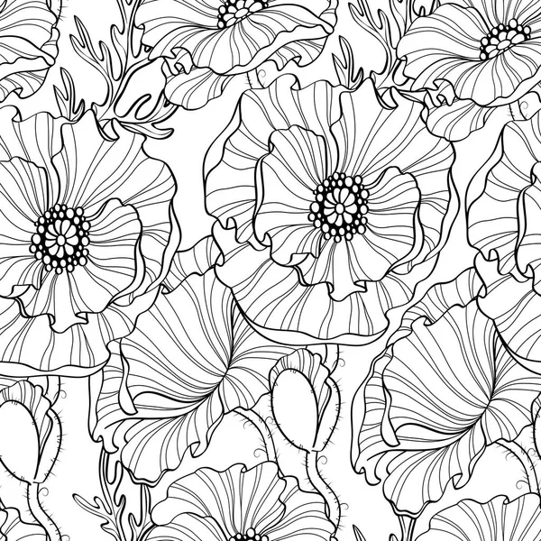 Seamless pattern with poppy flowers. Floral background