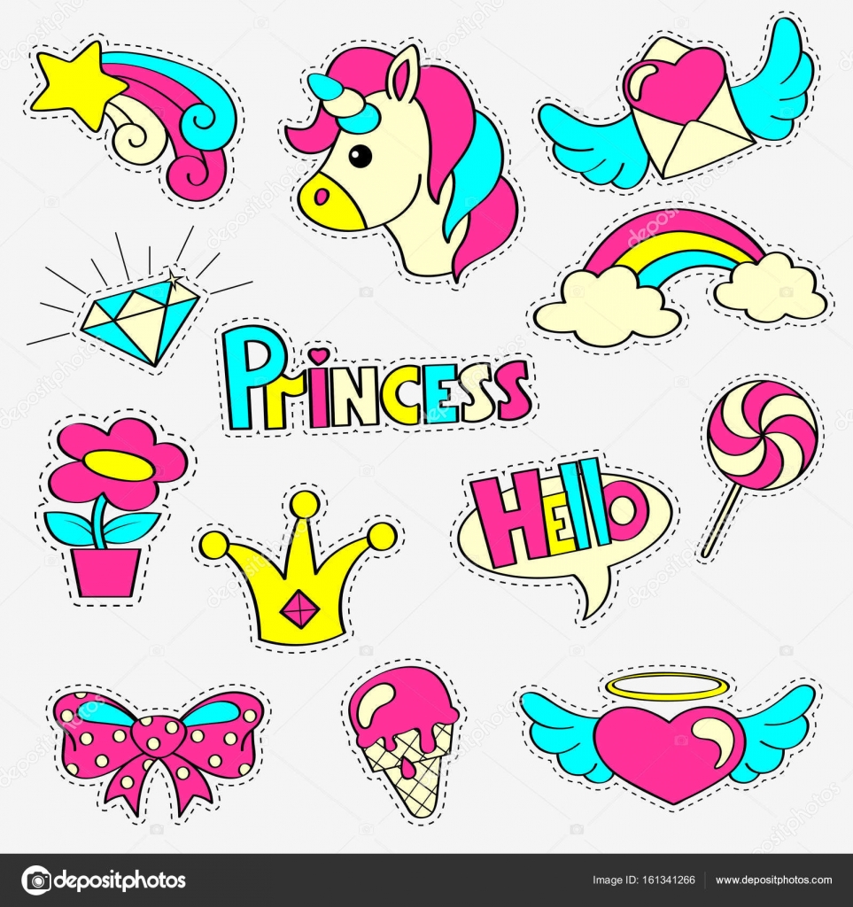 Distintivi di patch da ragazzina con la principessa unicorno arcobaleno diamante corona