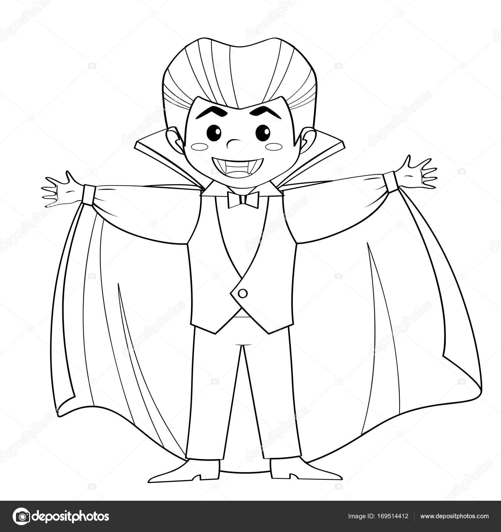 Graaf Dracula Vampier Jongen In Halloween Kostuum Zwart Wit