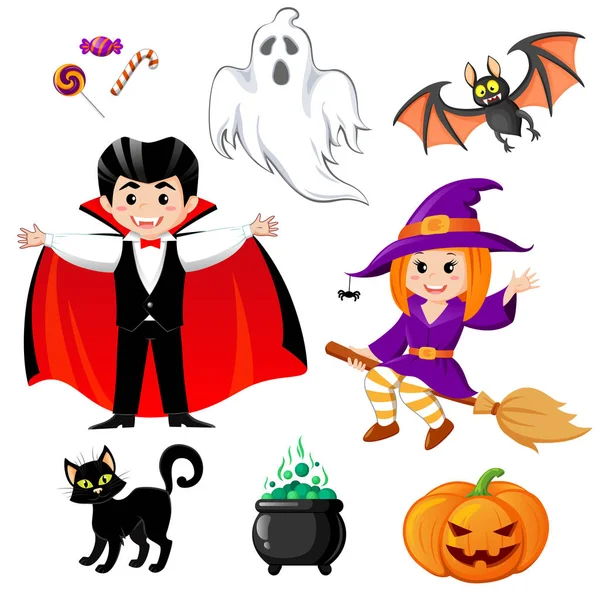 Conjunto de elementos Halloween — Archivo Imágenes Vectoriales