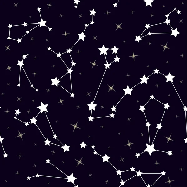 Seamless pattern with constellations. Space background with stars — Stock Vector