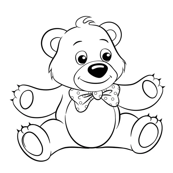 Urso Desenho Animado Bonito Vetor Preto Branco Vetor Ilustração Para — Vetor de Stock