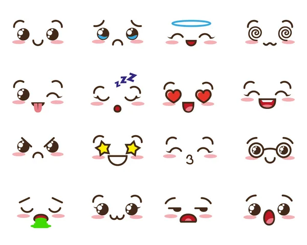 Emoji Kawaii Carino Emoticon — Vettoriale Stock