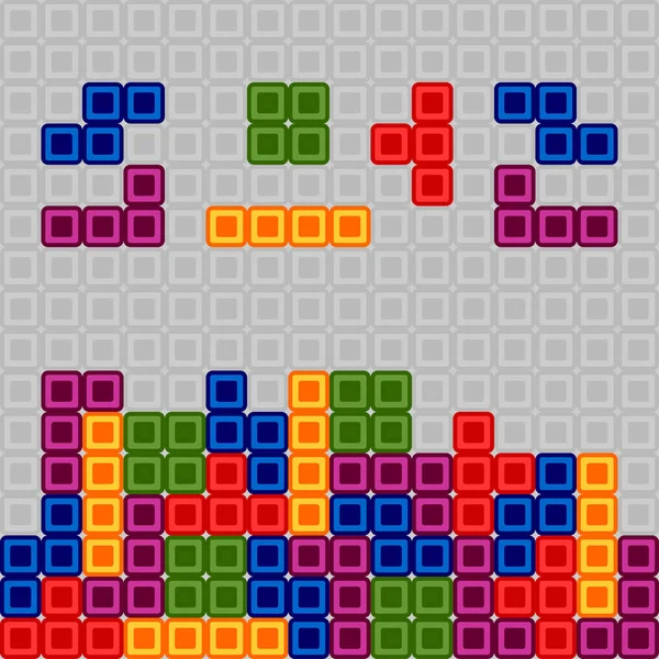 Pedaços Tetris Brick Retro Jogo Fundo Luz Modelo Vetor — Vetor de Stock