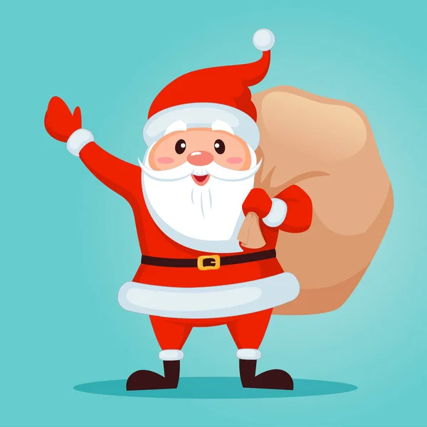 Weihnachtsmann Mit Weihnachtsgeschenktüte — Stockvektor