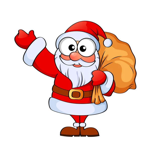 Santa Claus Con Bolsa Regalos Navidad — Vector de stock