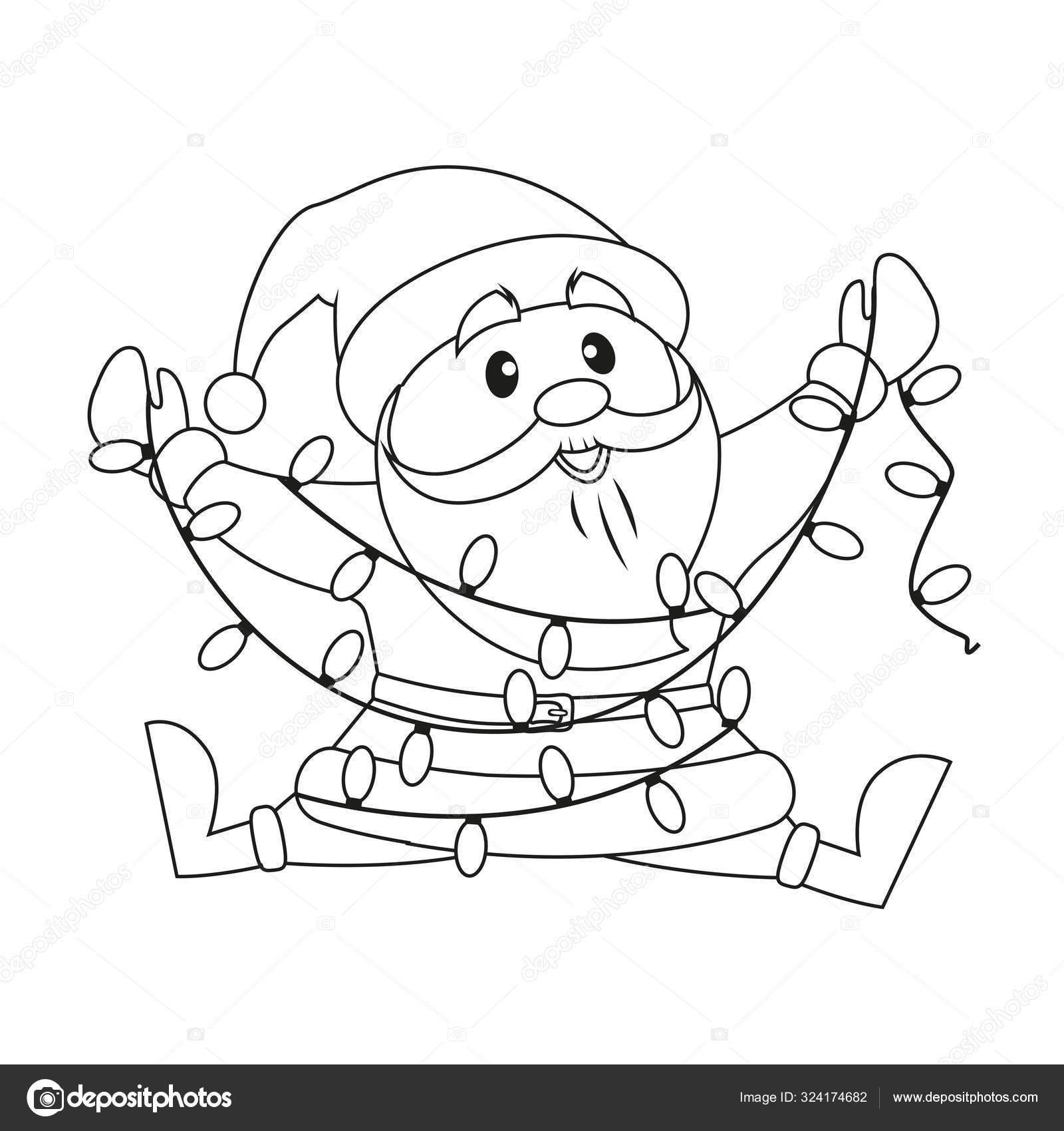 Desenho e Imagem Luzes de Natal Fácil para Colorir e Imprimir