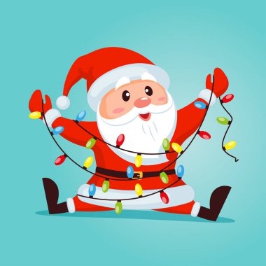 Noel ışıkları ile Noel Baba