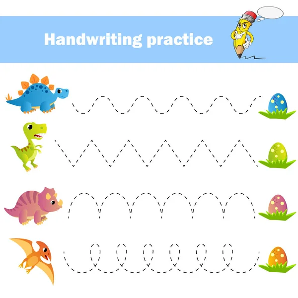 Worksheet Practicing Fine Kids Motor Skills Handwriting Practice Educational Game — Stock Vector