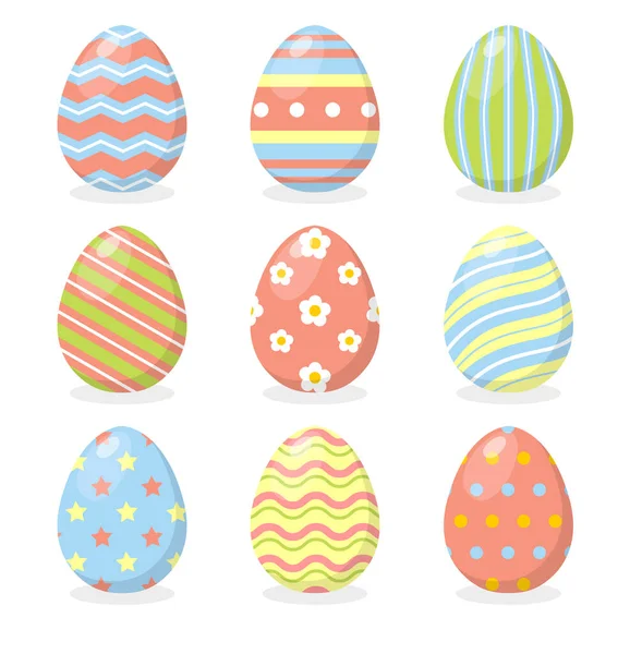 Sada Velikonočních Vajec Odlišnou Strukturou Veselé Velikonoce Vektorové Ilustrace Izolované — Stockový vektor