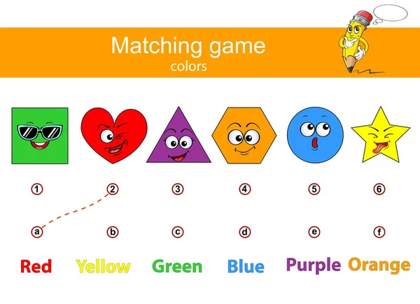 기하학적 색깔의 이름을 색깔의 이름을 익히라 아이들을 게임에 맞추기 — 스톡 벡터