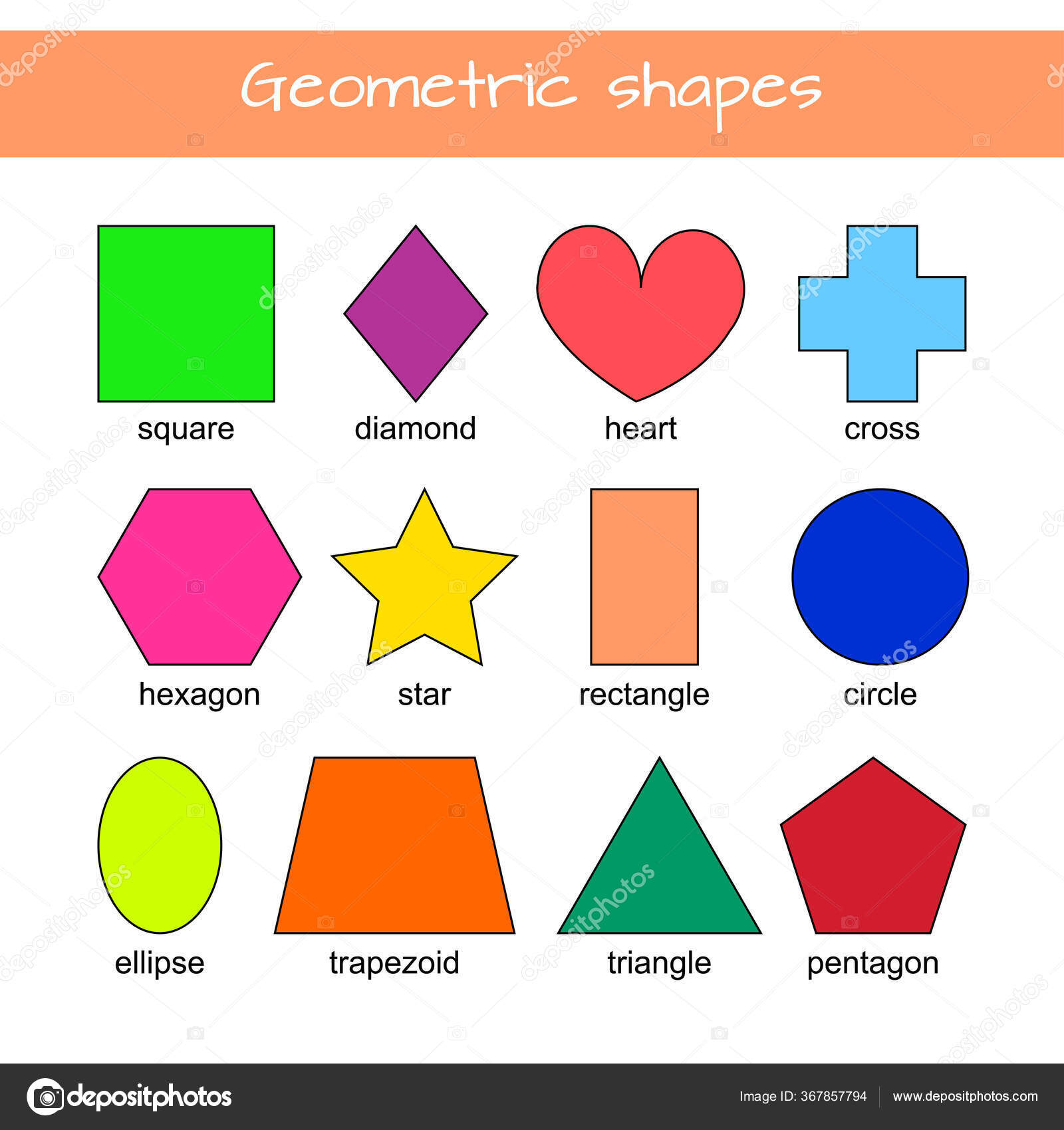 Examples of Geometric Shapes  Shapes kindergarten, Shapes for kids, Shapes  preschool