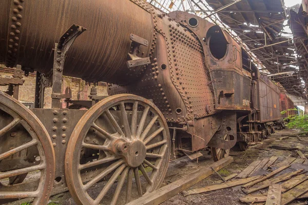 Abandoned train graveyard Red Star train in Budapest, Hungary