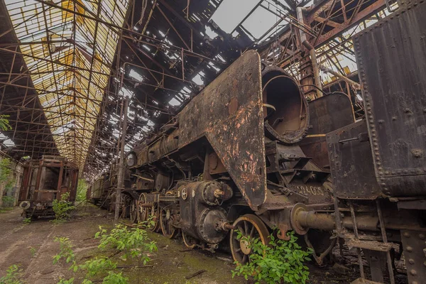 Abandoned train graveyard Red Star train in Budapest, Hungary