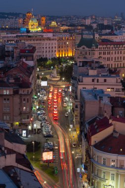 Sırbistan 'ın Belgrad panoraması, geceleyin