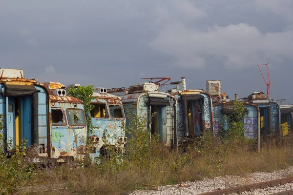 Trenes Abandonados Serbia — Foto de Stock
