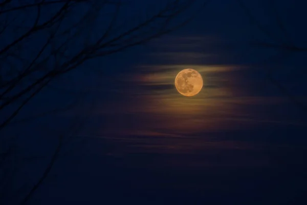 Pełnia Księżyca Pod Chmurą — Zdjęcie stockowe