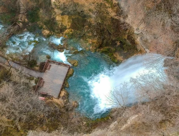 Der Wasserfall Veliki Buk Lisine Abend — Stockfoto