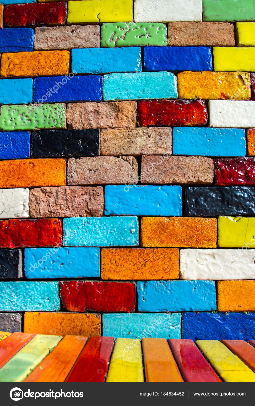 Colorful brick wall background pattern texture vintage