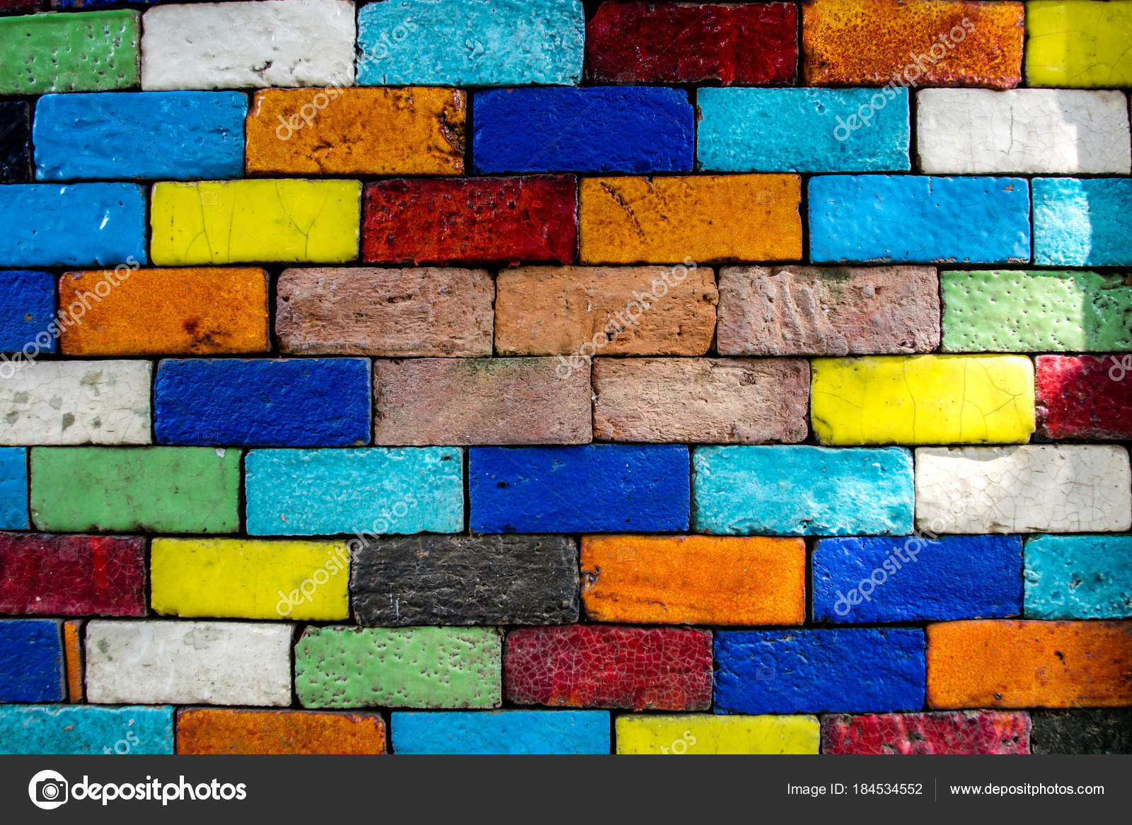 Colorful brick wall background pattern texture vintage