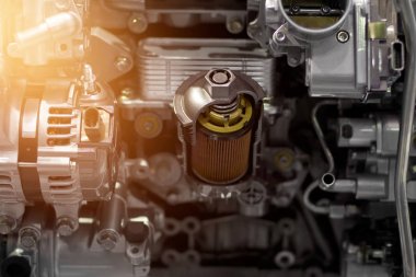 Araba motor bölümü, modern araç motor ve kesme metal araba motoru kavramı