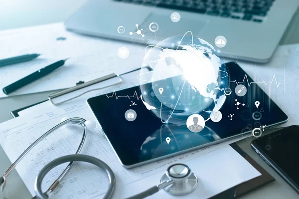 Medical global networking and healthcare global network connecti — Stock Photo, Image