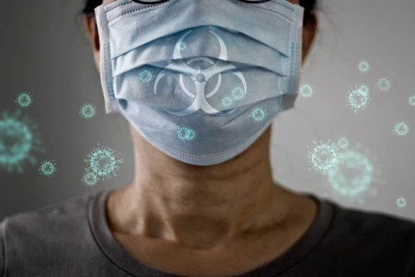 Starší Ženy Nosící Virovou Masku Chránící Před Infekcí Šířící Koronavirus — Stock fotografie