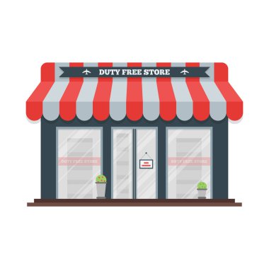 Duty Free shop cephe havaalanında vektör düz simgesi