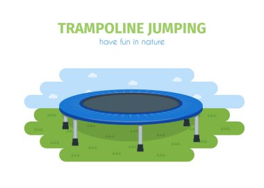 Trambolin düz gerçekçi simgesi atlama