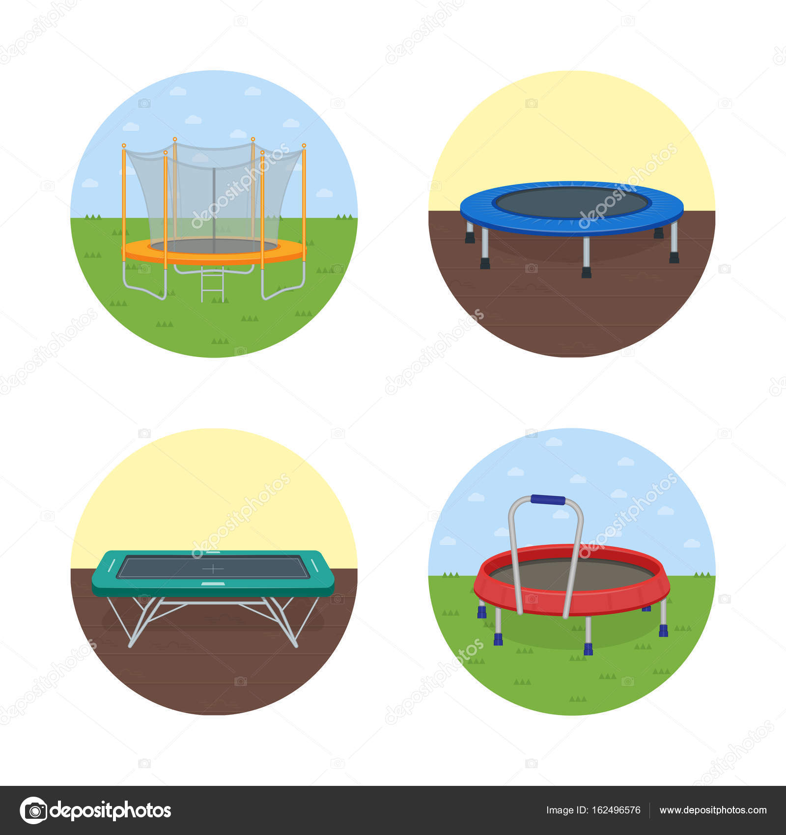 Inheems beroemd Zoeken Jumping trampoline flat realistic icon Stock Vector Image by  ©Volha.Belausava #162496576