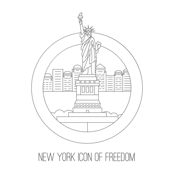 New York attractions. Vector thin lined icon of freedom icon