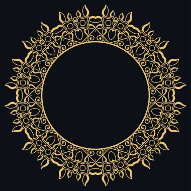 Dekoratif altın anahat doodle çerçeve çiçek sınır şablonu