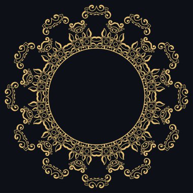 Dekoratif altın anahat doodle çerçeve çiçek sınır şablonu