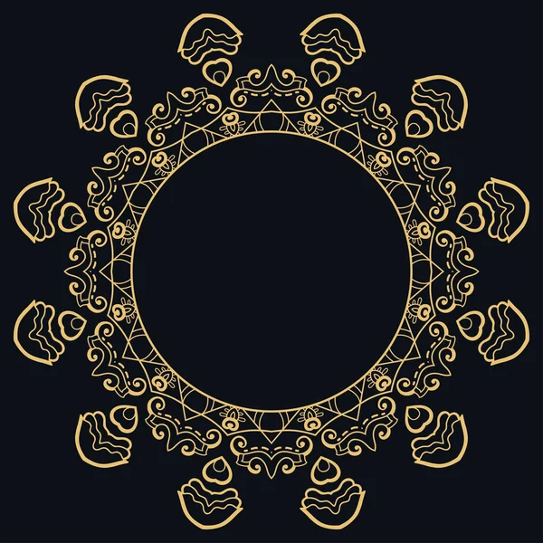 Ozdobné zlaté osnovy doodle květinový rámeček hranice šablona — Stockový vektor
